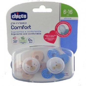 chicco chupete physio comfort silicona azul 6 16 meses 2uds