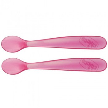 chicco duplo cuchara silicona rosa